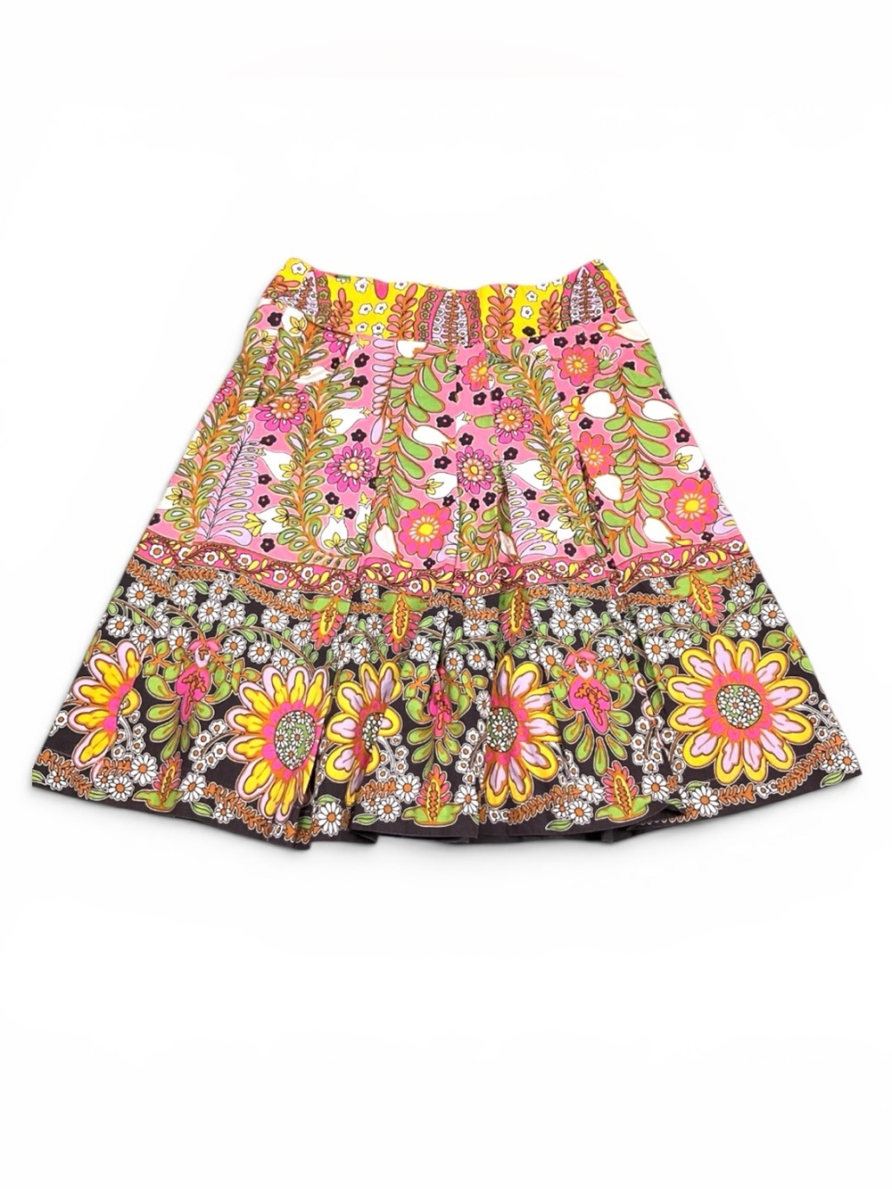 CAbi Ashbury A-Line Skirt Floral Retro Y2K Colorful Boho Patchwork Pockets 2
